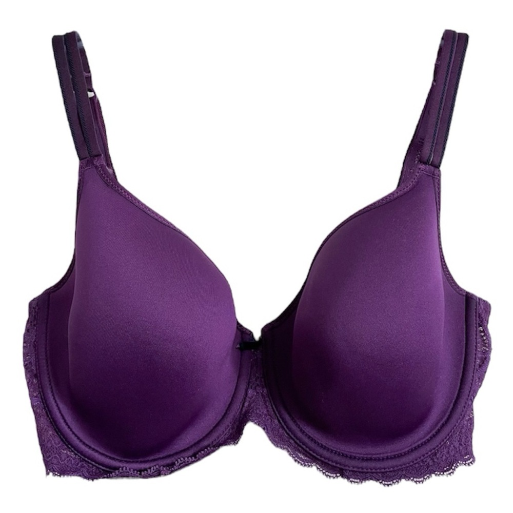 Chantelle Merci Spacer Bra Underwire Lace Bow Womens Size 32D Purple Adjustable